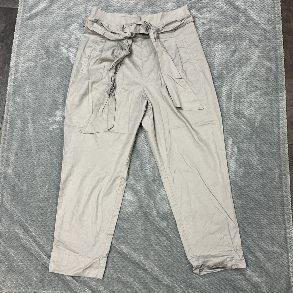 Cartonnier Paper Bag‎ Tie Pants Women's 12 Grey Pockets Anthropologie Minimalist